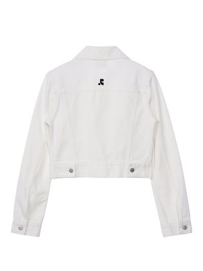RR Crop Denim Jacket (White)