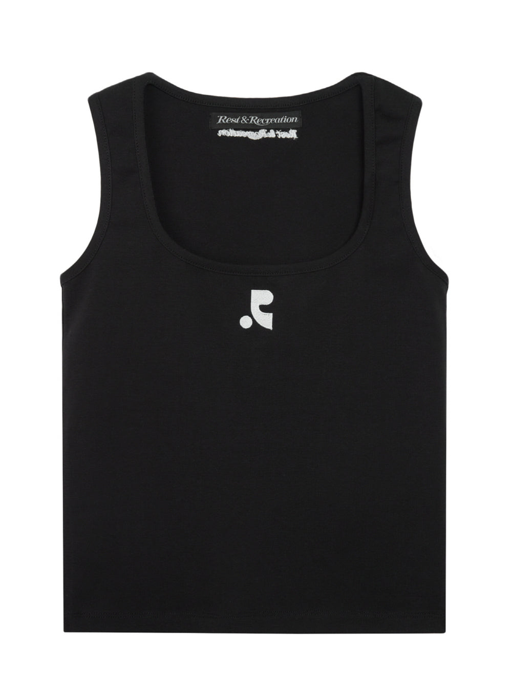 Wide U-neck Tank Top Black