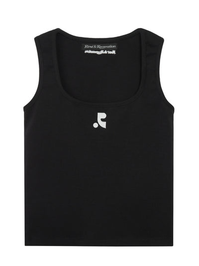 Wide U-neck Tank Top Black