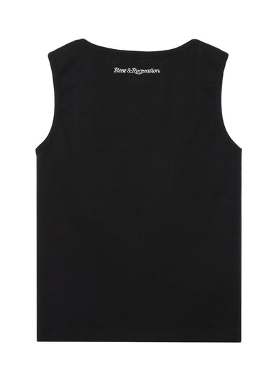 Wide U-neck Tank Top Black