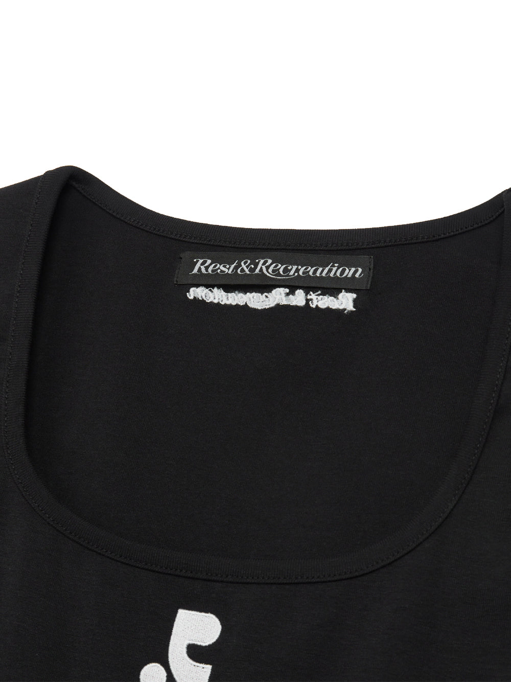 Wide U-neck Tank Top Black