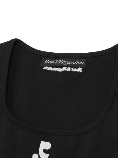 Wide U-neck Tank Top Black