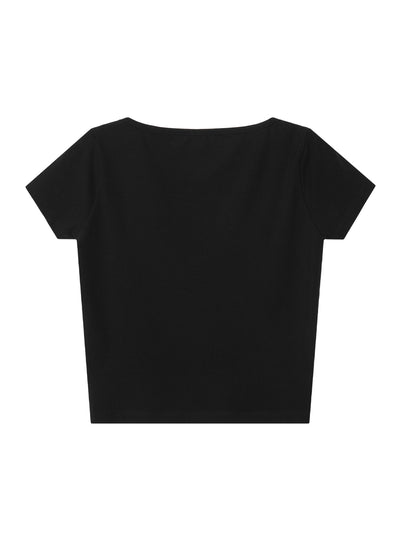 Logo Lip Neck T-shirt Black