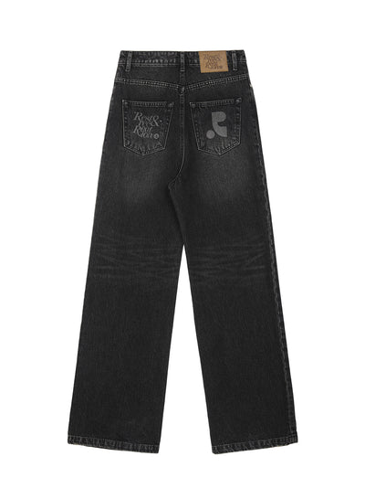 Washed Denim Pants (Black)