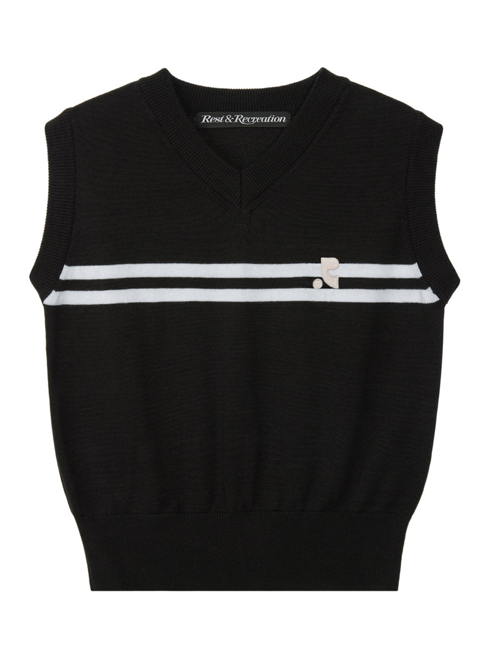 Double Line Knit Vest Black