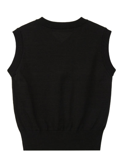 Double Line Knit Vest Black
