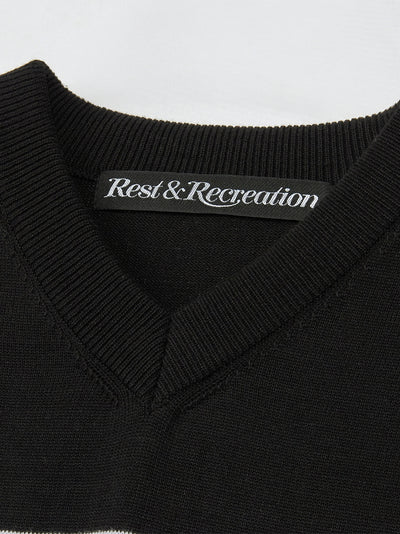 Double Line Knit Vest Black