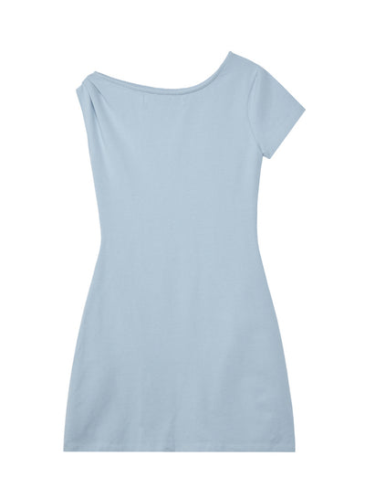 Unbalance Jersey Dress (Sky Blue)