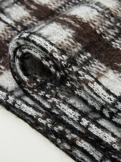 Hairy Check Knit Muffler Ivory