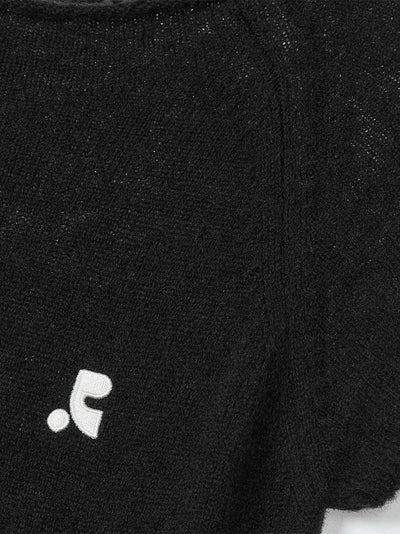 Raglan Half Sleeve Knit Top (Black)