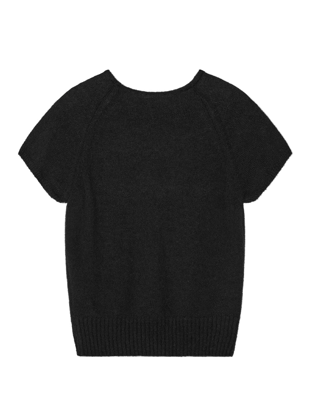 Raglan Half Sleeve Knit Top (Black)