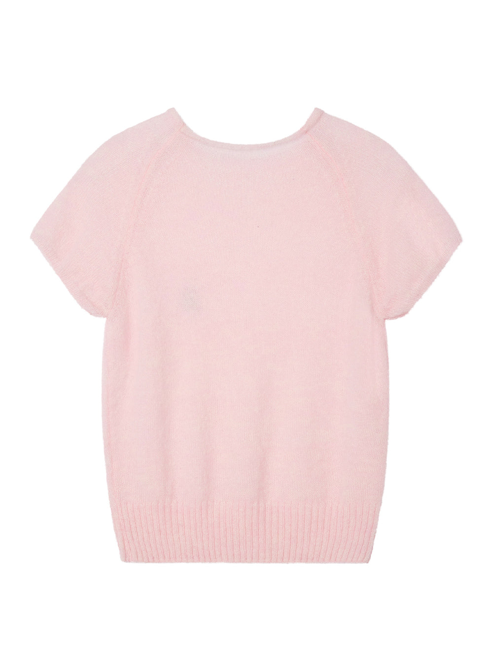 Raglan Half Sleeve Knit Top Pink
