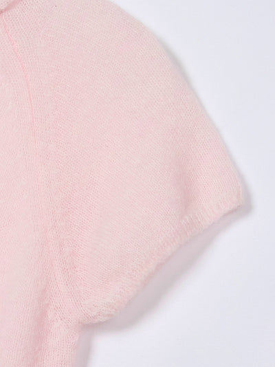 Raglan Half Sleeve Knit Top Pink