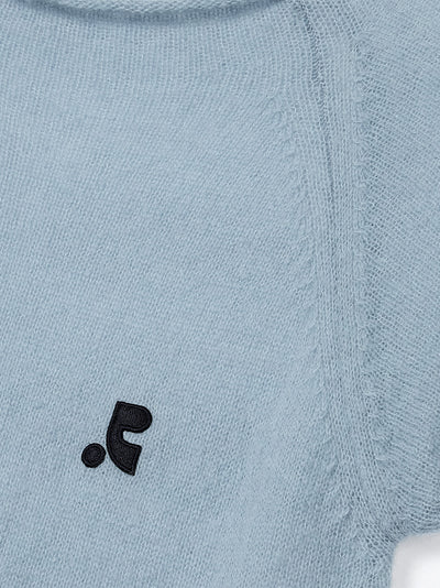 Raglan Half Sleeve Knit Top Sky Blue