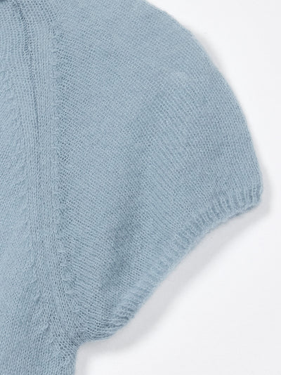 Raglan Half Sleeve Knit Top Sky Blue