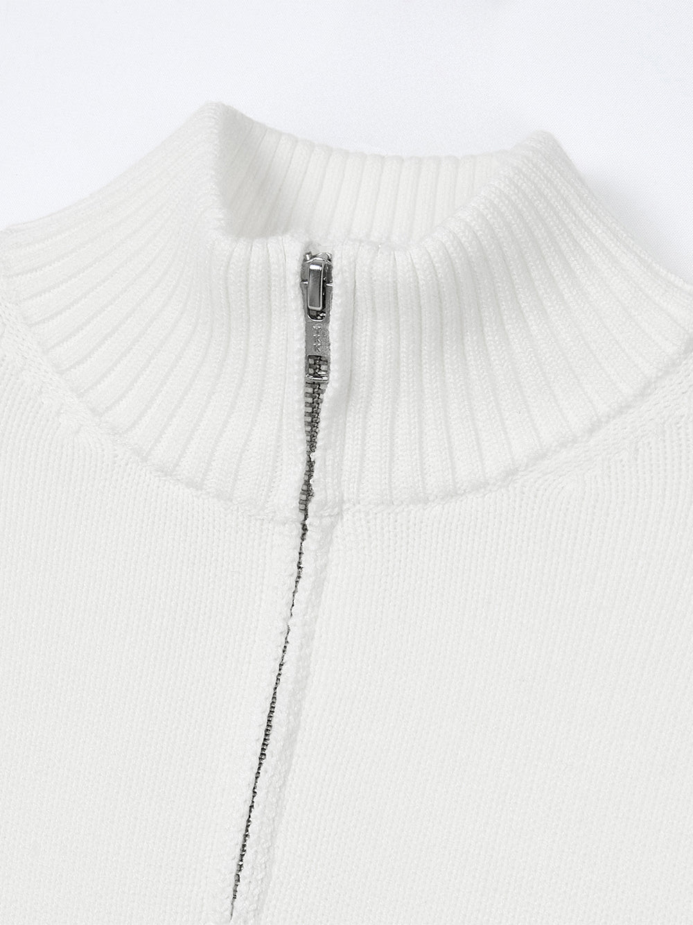 Slim Fit Half Zip-Up Knit Ivory