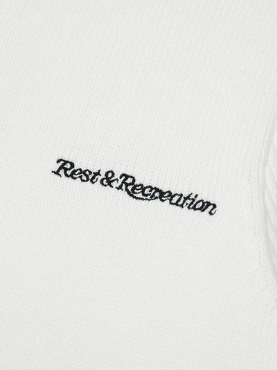 Slim Fit Half Zip-Up Knit Ivory