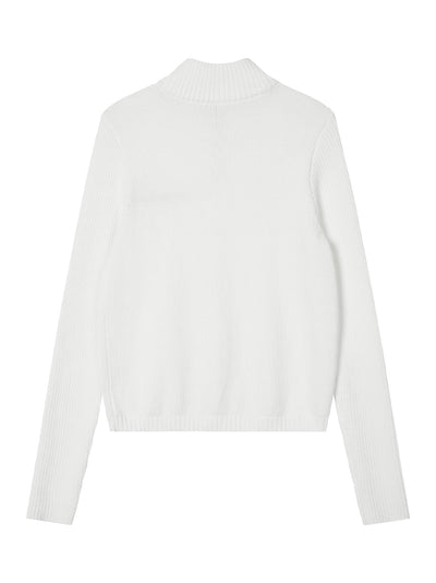 Slim Fit Half Zip-Up Knit Ivory