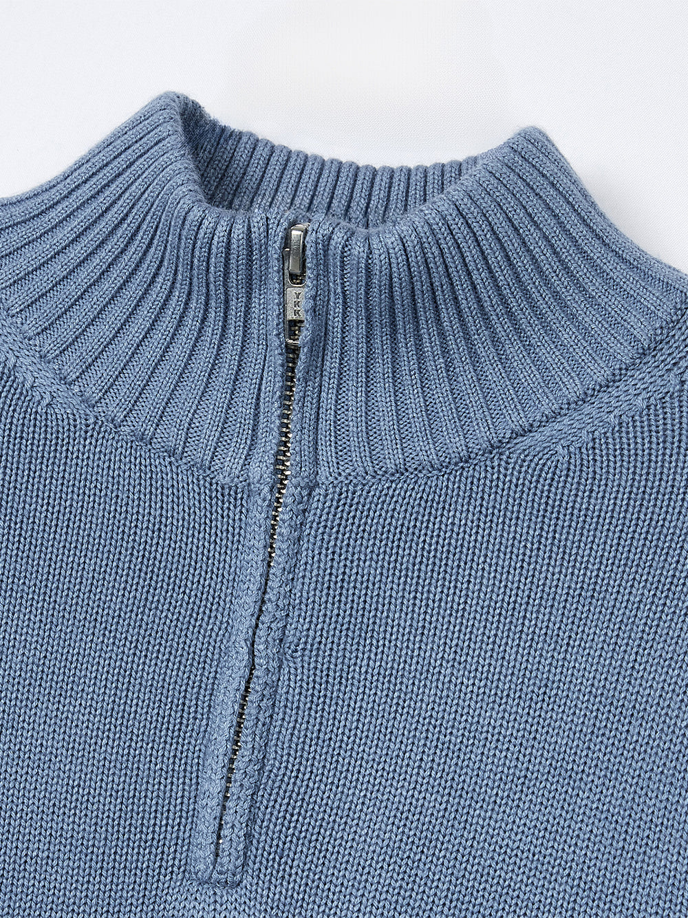 Slim Fit Half Zip-Up Knit (Light Blue)