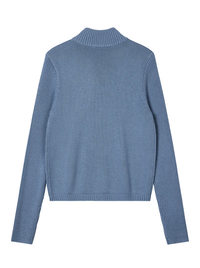 Slim Fit Half Zip-Up Knit (Light Blue)