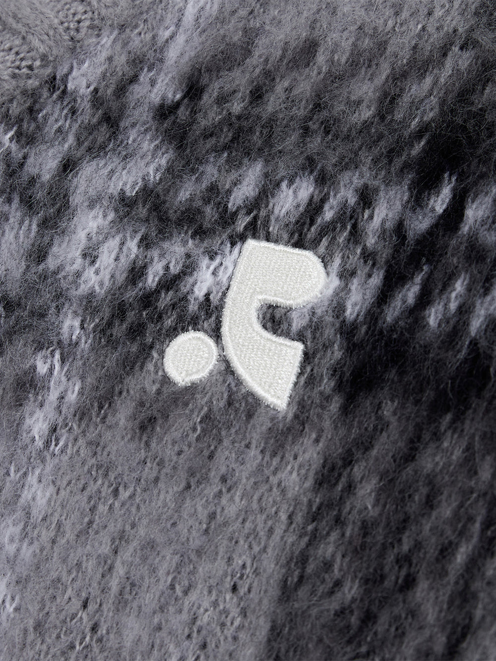 Check Pattern Hairy Knit Cardigan (Grey)