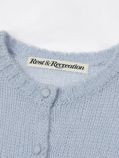 Button Hole Knit Cardigan Sky Blue