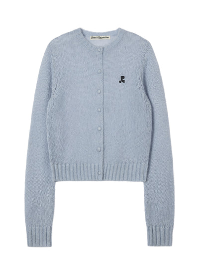 Button Hole Knit Cardigan Sky Blue