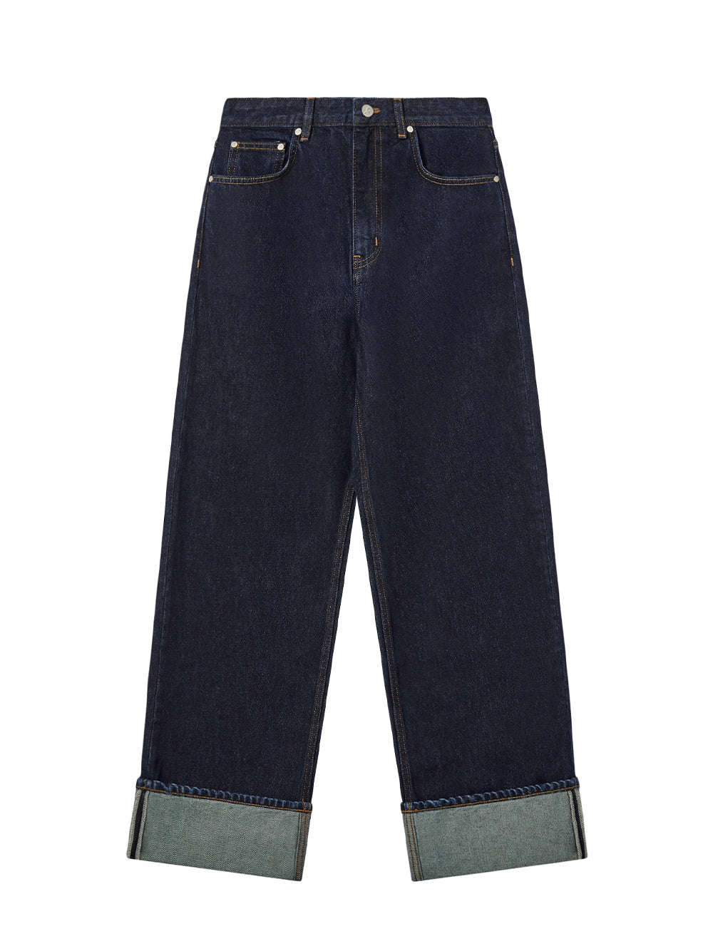 Roll-Up Wide Jeans Blue
