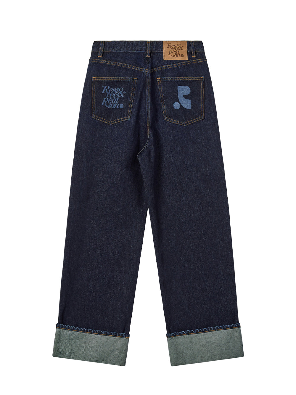 Roll-Up Wide Jeans Blue