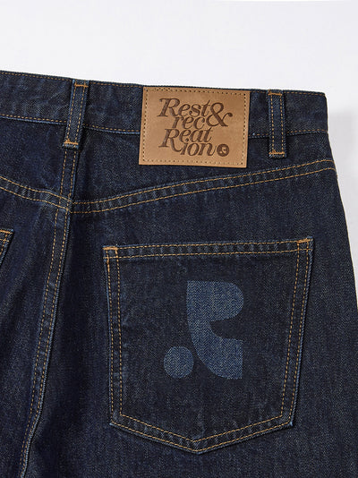 Roll-Up Wide Jeans Blue