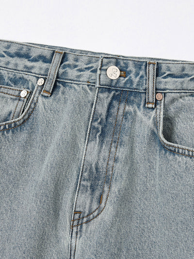 Roll-Up Wide Jeans Light Blue