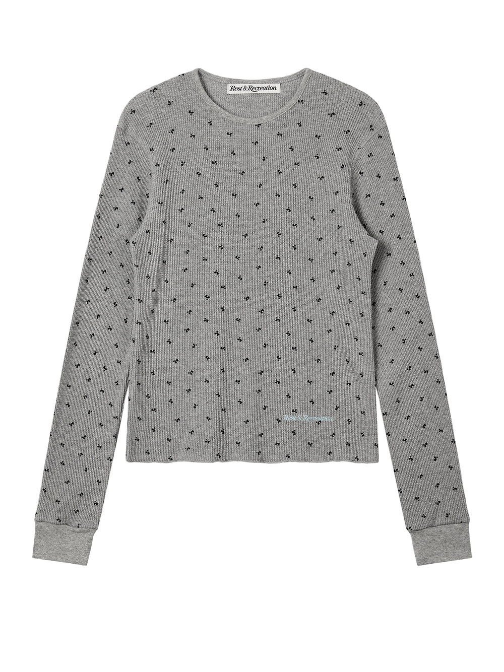 Logo Pattern Waffle Top Grey