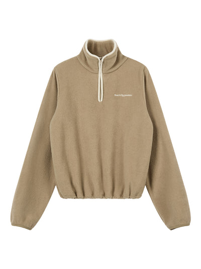 Fleece Half Zip-Up Beige
