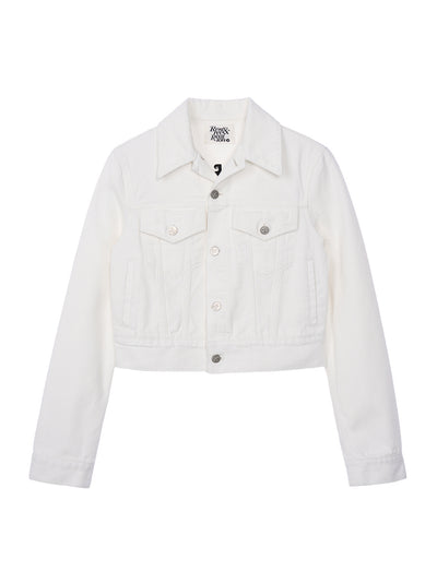 RR Crop Denim Jacket (White)