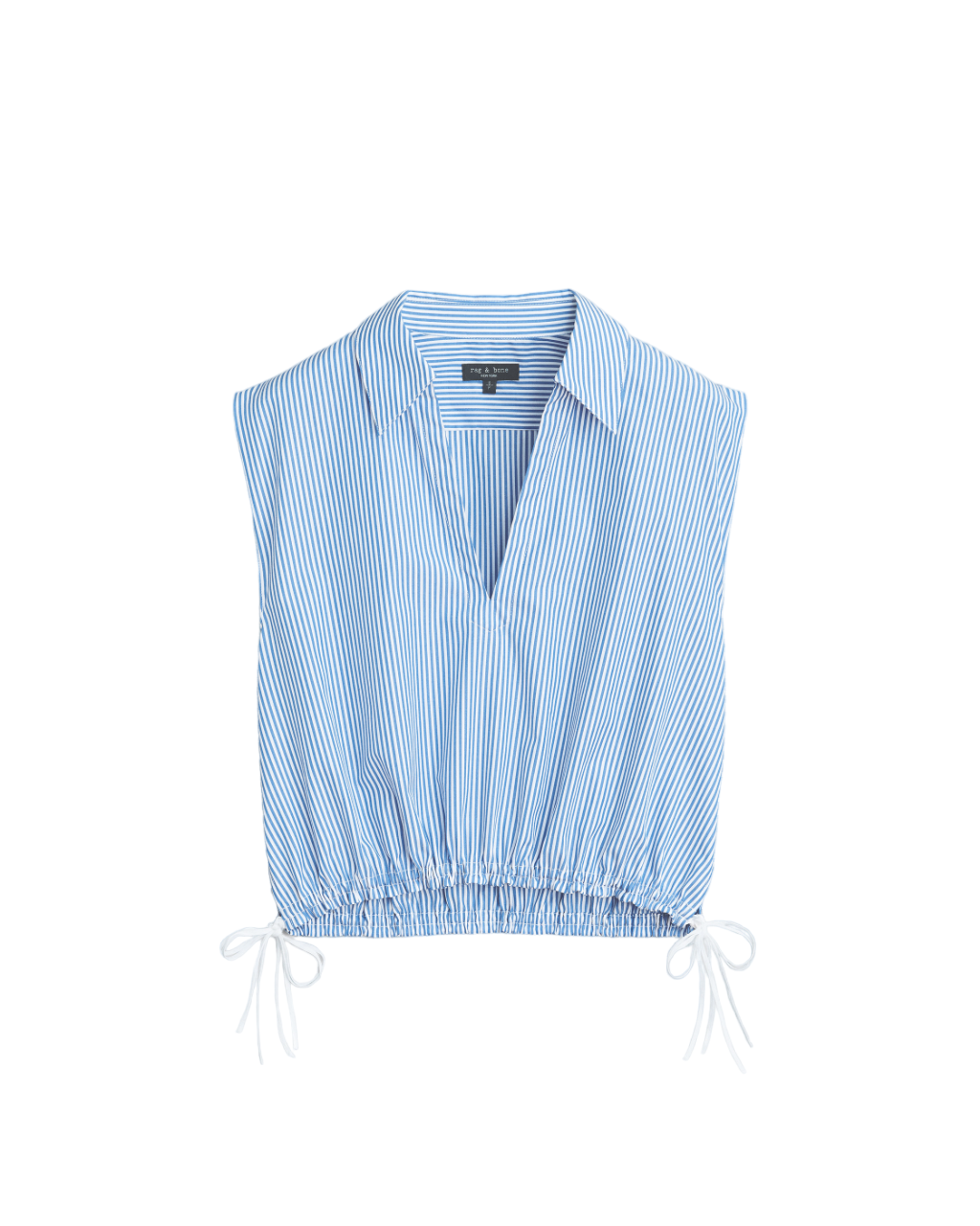 Fiona Cotton Poplin Sleeveless Top (Blue Stripe)