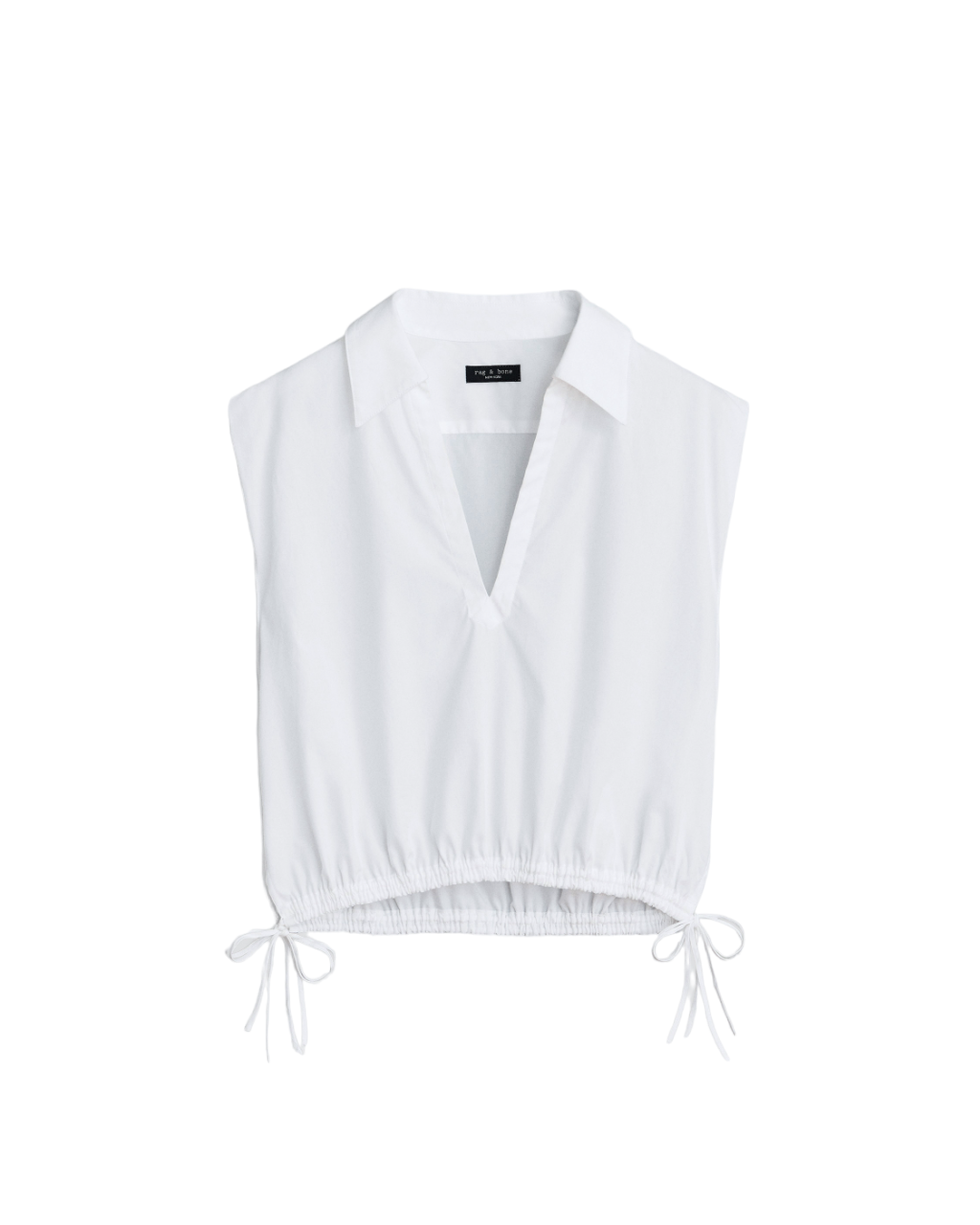 Fiona Cotton Poplin Sleeveless Top (White)