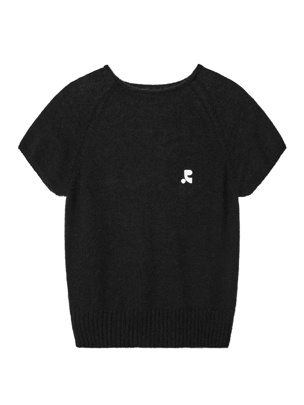 Raglan Half Sleeve Knit Top (Black)