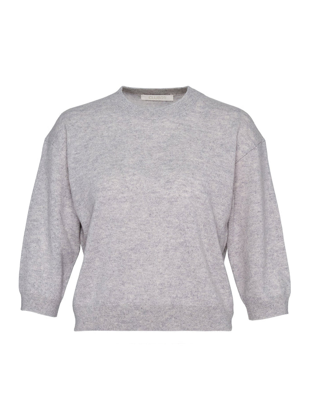 Recycled Cashmere Crew Cropped (Soft Grey Heather)