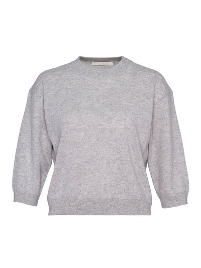 Recycled Cashmere Crew Cropped (Soft Grey Heather)