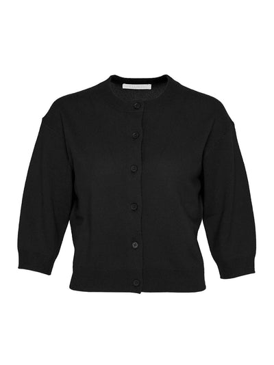 Recycled Cashmere Cropped Cardigan (Black)