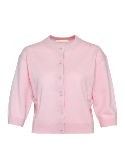 Recycled Cashmere Cropped Cardigan (Pink Blush)