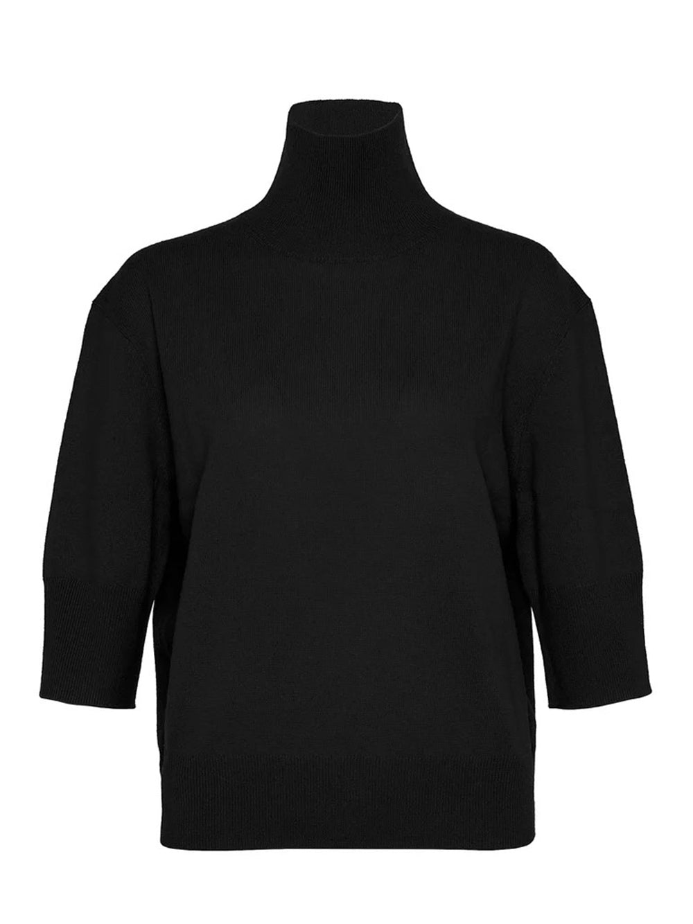 Recycled Cashmere Turtleneck Sweater (Black)