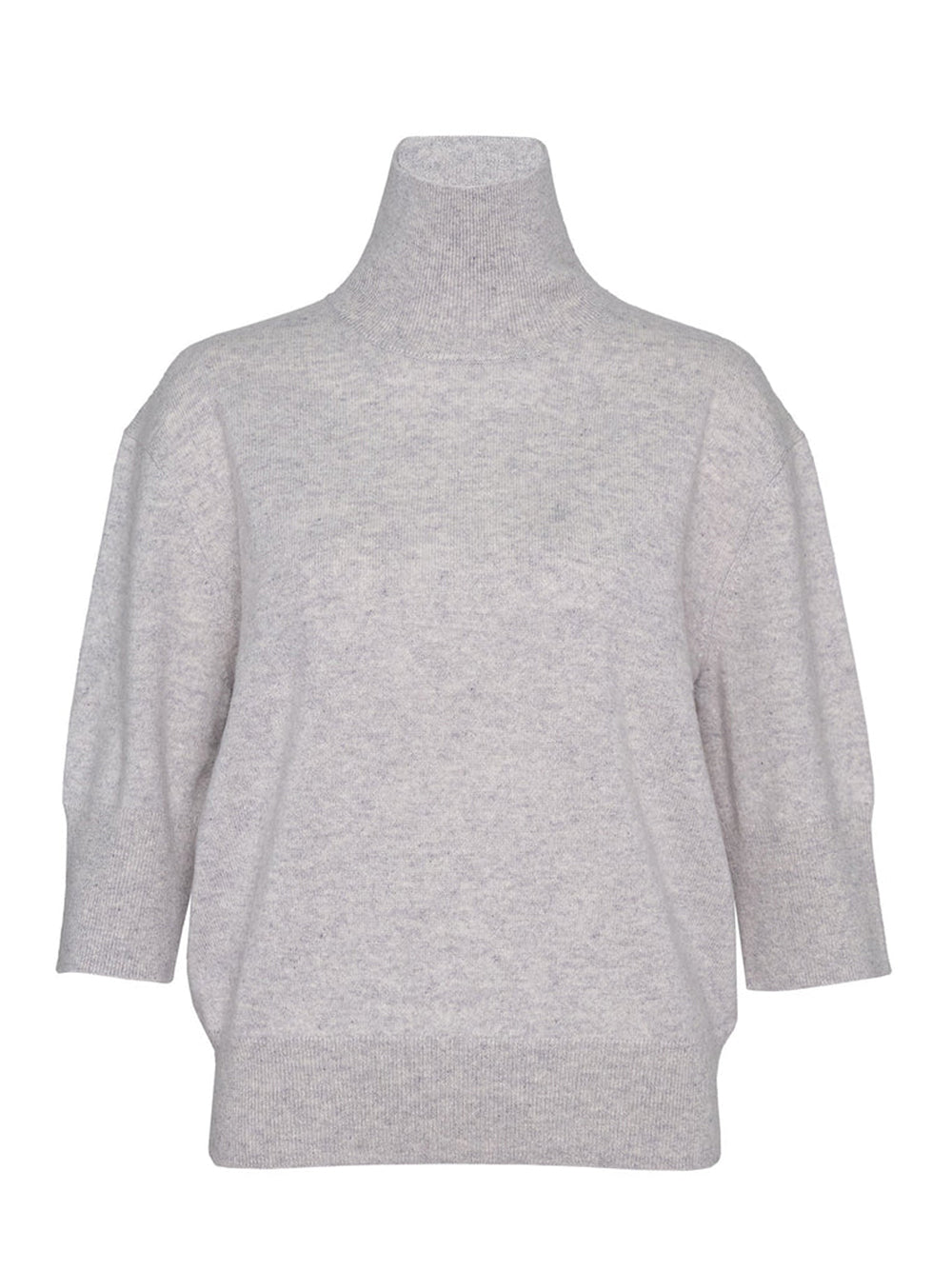 Recycled Cashmere Turtleneck Sweater (Soft Grey Heather)