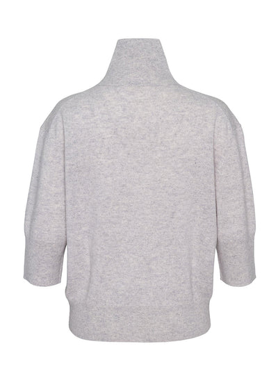 Recycled Cashmere Turtleneck Sweater (Soft Grey Heather)