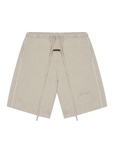 Relaxed Fleece Sweatshort With Piping (Heather Stone)