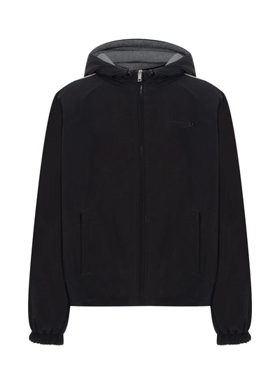 Reversible Zip Front Raglan Hoodie (Black)