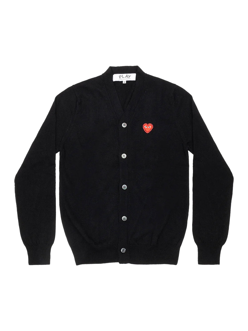 Rhinestone Heart V-Neck Cardigan (Black)