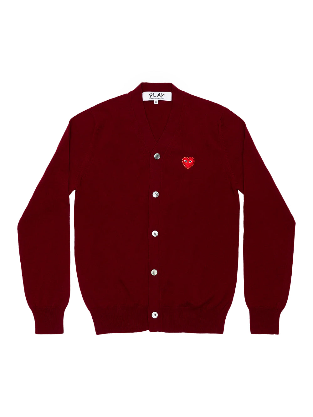 Rhinestone Heart V-Neck Cardigan (Burgundy)