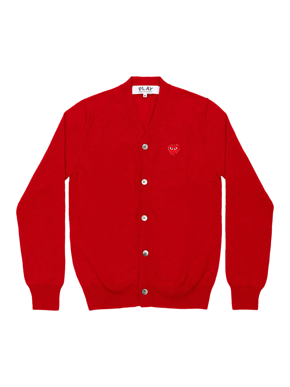 Rhinestone Heart V-Neck Cardigan (Red)