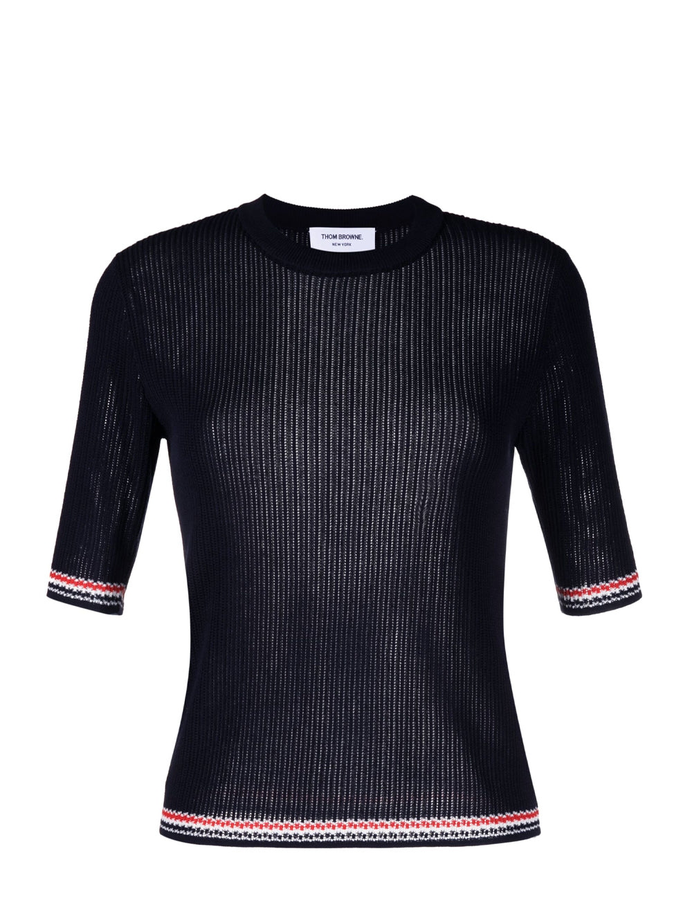 Rib Stitch Fine Merino Wool Tee (Navy)
